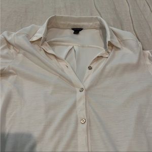 Ann Taylor mixed media cream blouse